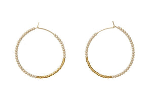 Small Hoop Earrings - Taupe & Gold