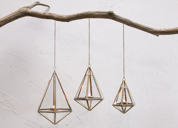 Hanging Lantern in Antique Brass - Small