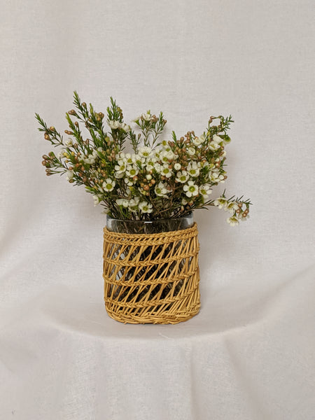 Vase with woven cane - small