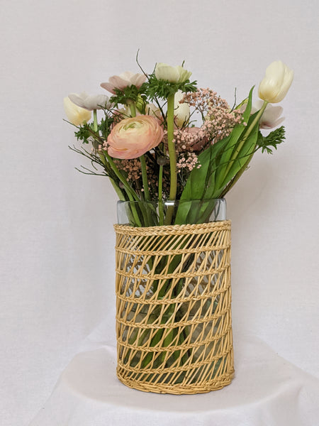 Vase with woven cane - large