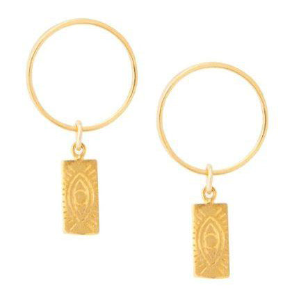 Tag Round Earrings Gold Plated
